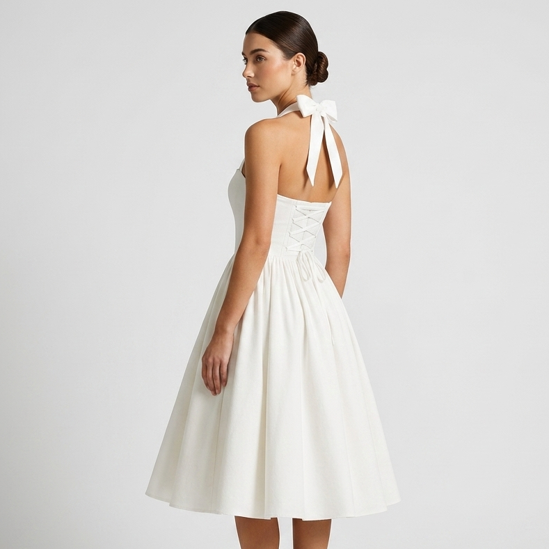 Rosalie Halter Flared Midi Dress – view 4