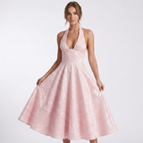Sienna Halter Jacquard Midi Dress – view 1