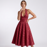 Sienna Halter Jacquard Midi Dress – view 13