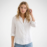 Sloane Linen Collared Button-Up Blouse – view 1