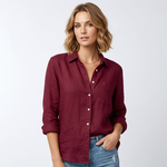 Sloane Linen Collared Button-Up Blouse – view 10