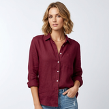 Sloane Linen Collared Button-Up Blouse – view 10