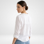 Sloane Linen Collared Button-Up Blouse – view 3