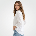 Sloane Linen Collared Button-Up Blouse – view 4