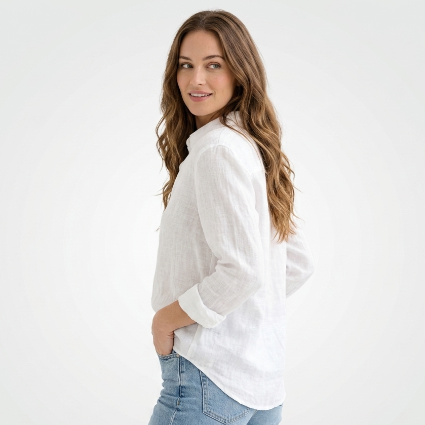 Sloane Linen Collared Button-Up Blouse – view 4