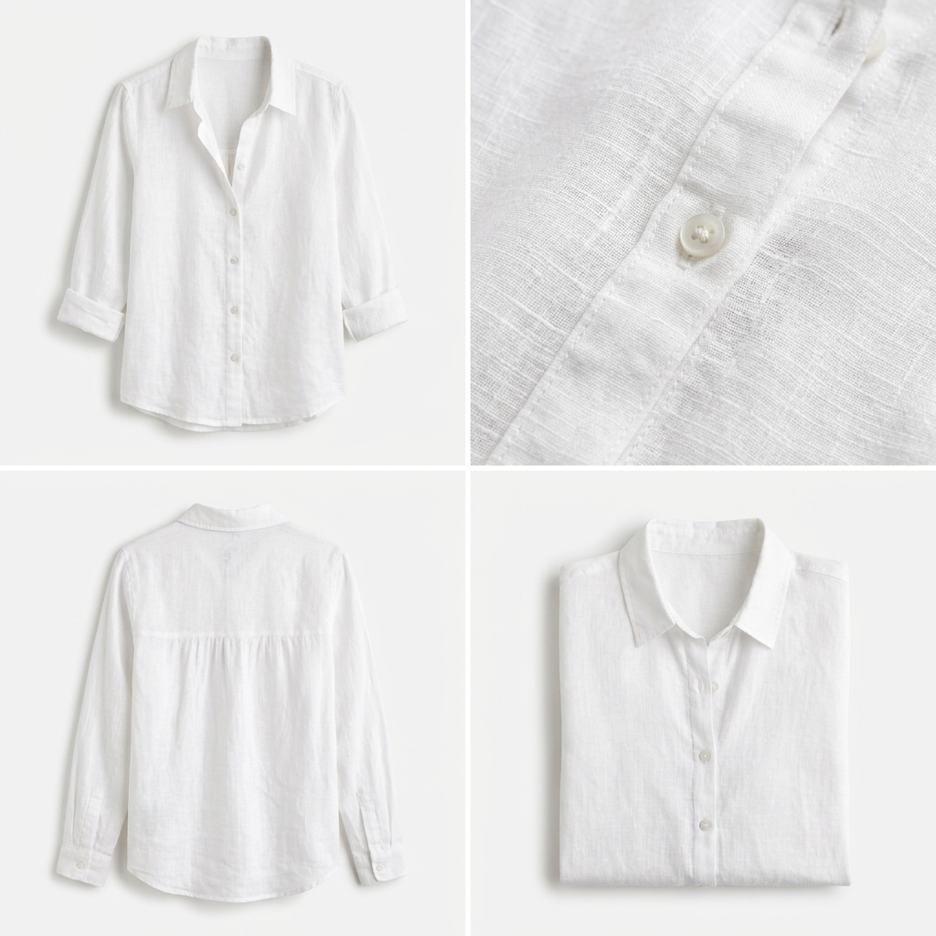 Sloane Linen Collared Button-Up Blouse – view 7