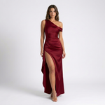 Thea Satin One-Shoulder Slit Maxi Dress – view 13
