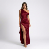 Thea Satin One-Shoulder Slit Maxi Dress – view 13