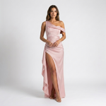 Thea Satin One-Shoulder Slit Maxi Dress – view 17