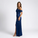 Thea Satin One-Shoulder Slit Maxi Dress – view 4