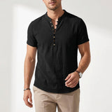 Upton Linen Band Collar Button Tee – view 3