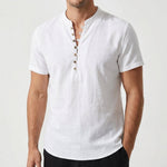Upton Linen Band Collar Button Tee – view 4