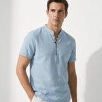 Upton Linen Band Collar Button Tee – view 5