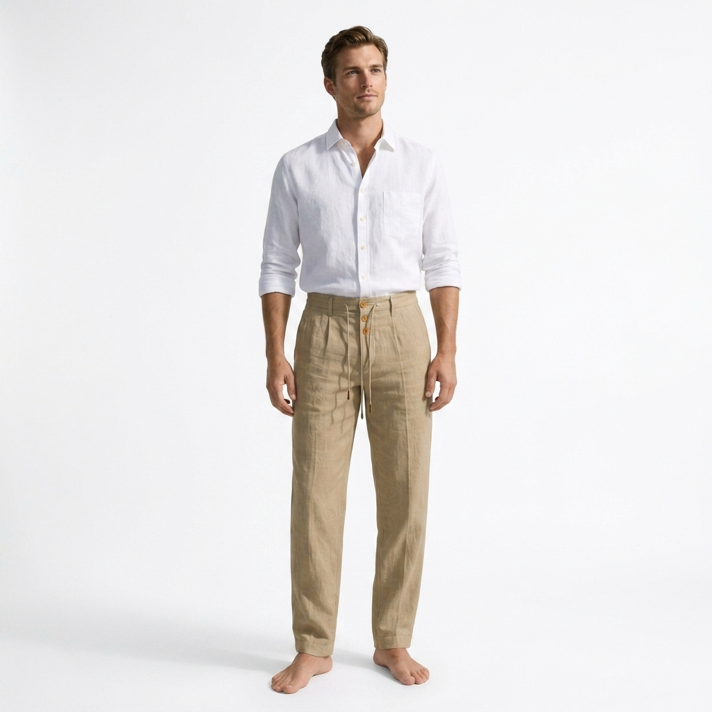 Valencia Pleated Linen Trousers – view 2