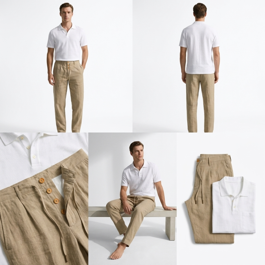 Valencia Pleated Linen Trousers – view 3