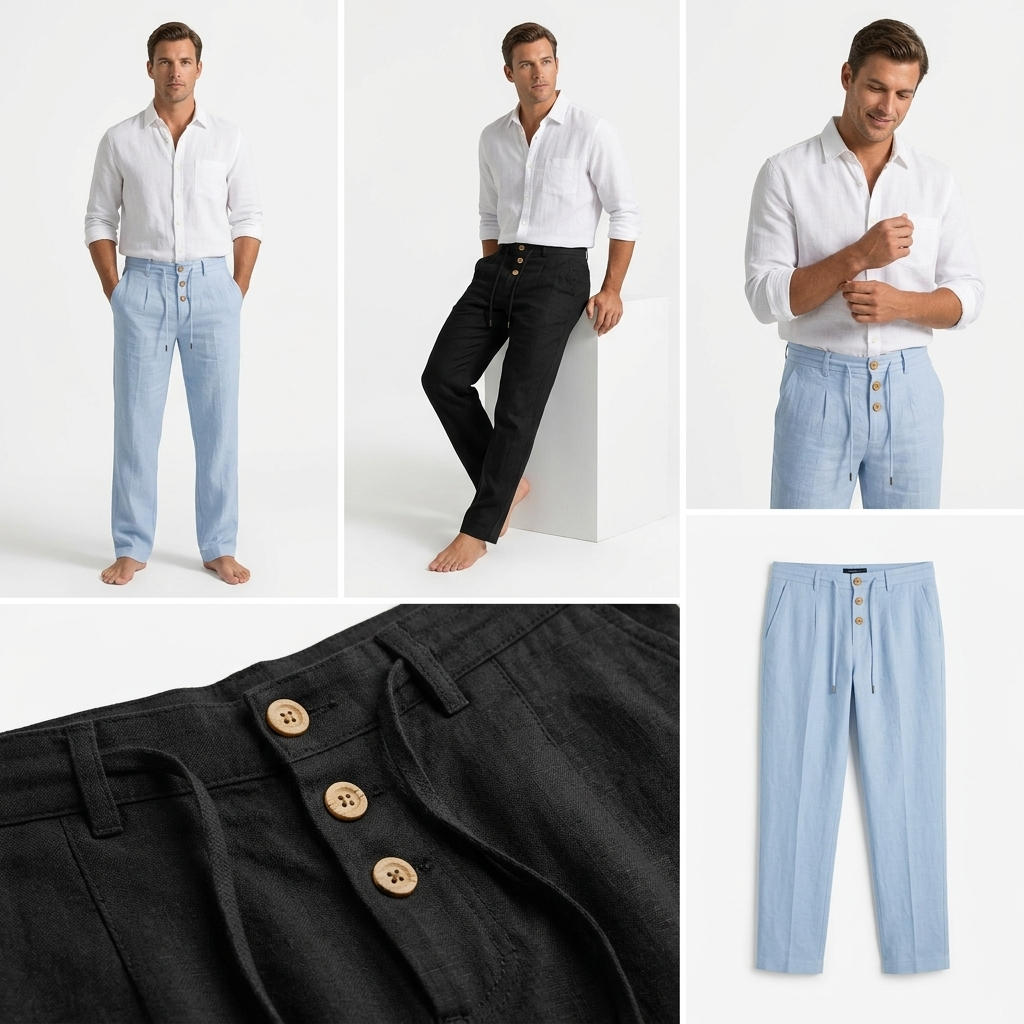 Valencia Pleated Linen Trousers – view 4