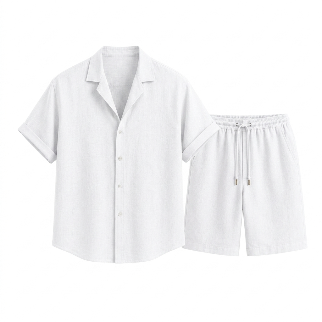 Vaughn Linen Camp Collar Shirt and Shorts Set – view 13