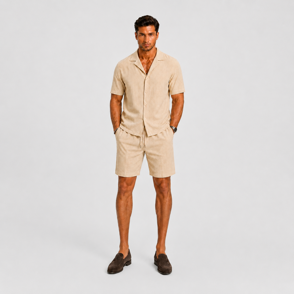 Vaughn Linen Camp Collar Shirt and Shorts Set – view 2