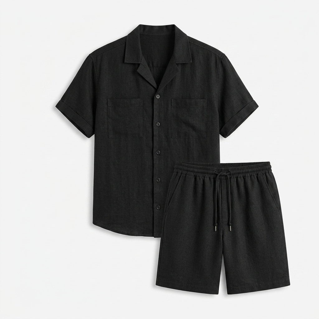 Vaughn Linen Camp Collar Shirt and Shorts Set – view 8