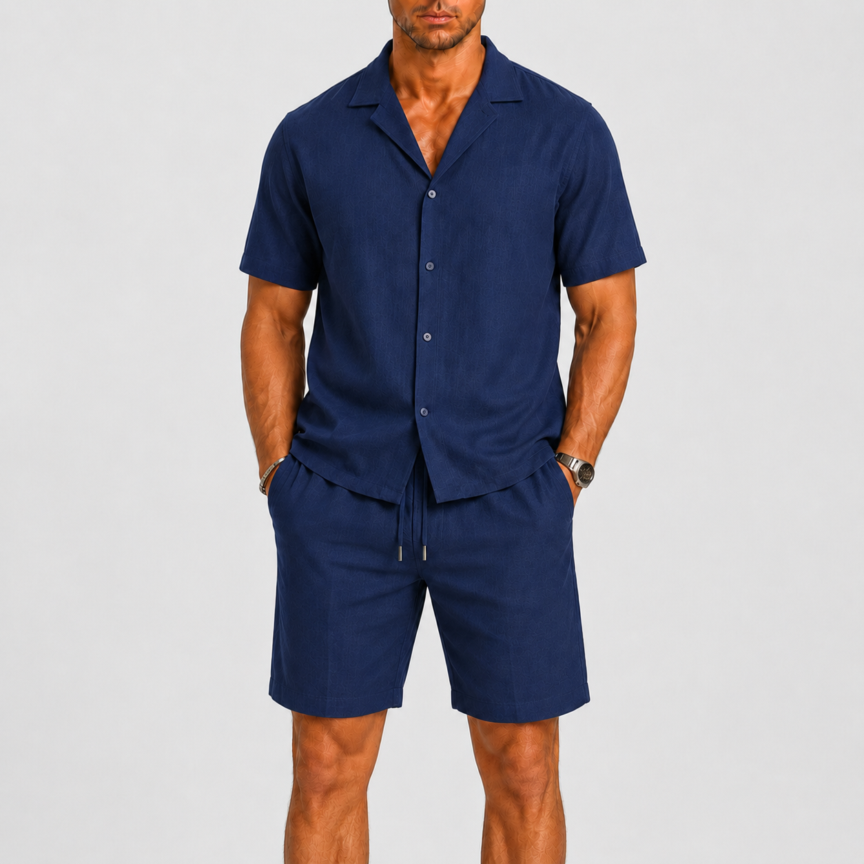 Vaughn Linen Camp Collar Shirt and Shorts Set – view 9