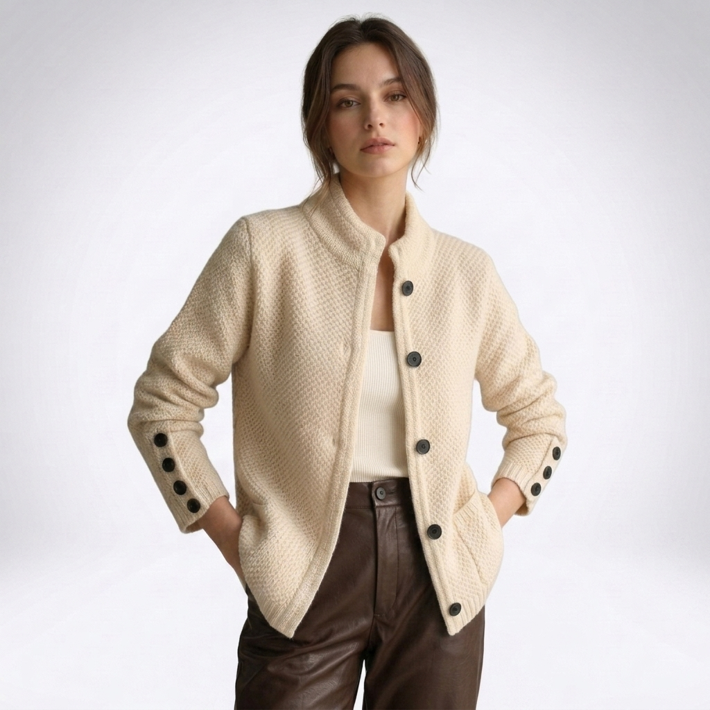 Verity Shawl-Collar Button Cardigan – view 1