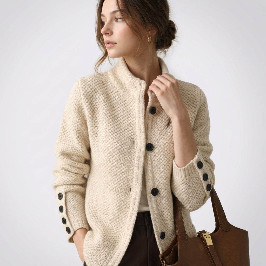 Verity Shawl-Collar Button Cardigan – view 8
