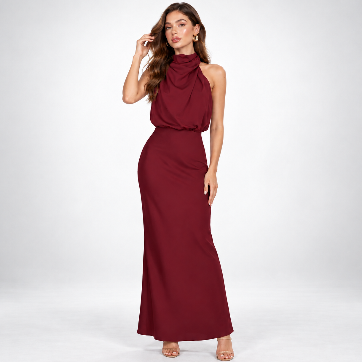 Vivienne Satin Asymmetric Midi Dress – view 1