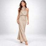Vivienne Satin Asymmetric Midi Dress – view 11