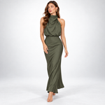 Vivienne Satin Asymmetric Midi Dress – view 12