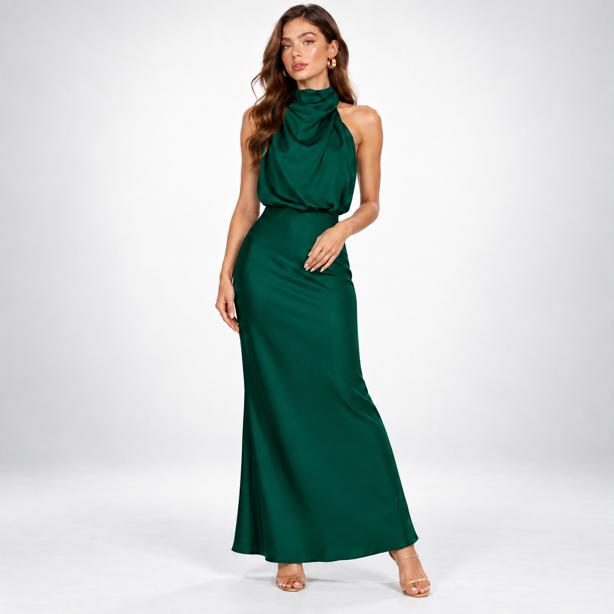 Vivienne Satin Asymmetric Midi Dress – view 13