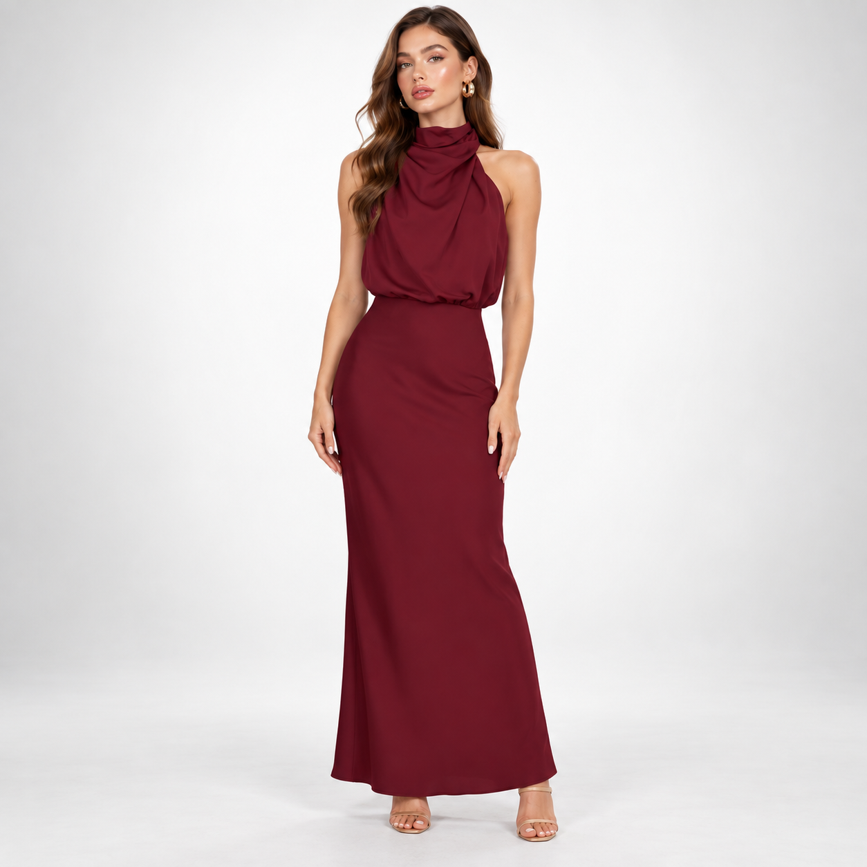 Vivienne Satin Asymmetric Midi Dress – view 14