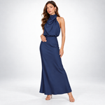 Vivienne Satin Asymmetric Midi Dress – view 8