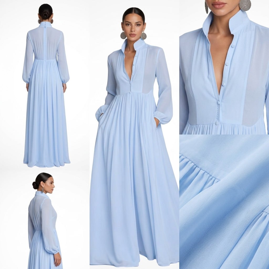 Wilhelmina Button-Front Maxi Dress – view 4