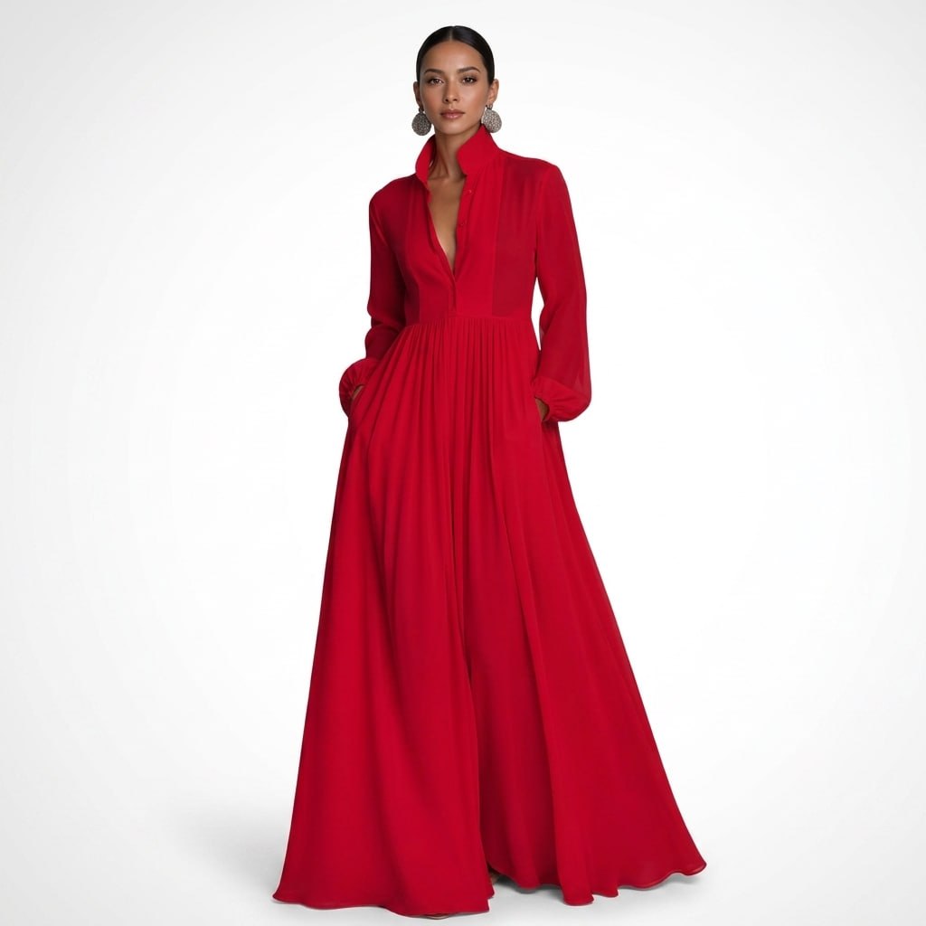 Wilhelmina Button-Front Maxi Dress – view 7