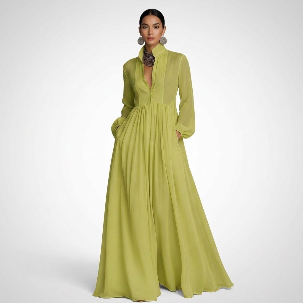 Wilhelmina Button-Front Maxi Dress – view 8