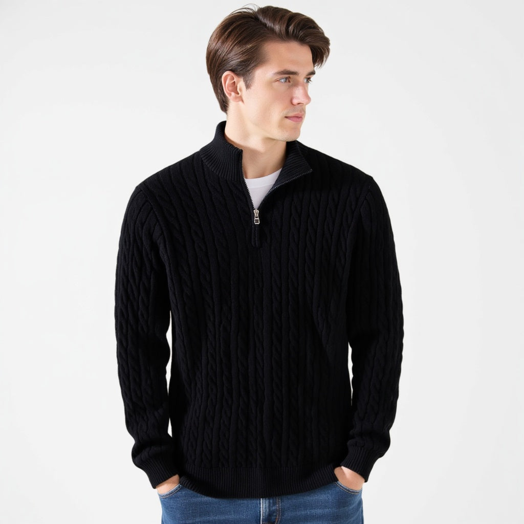 Windsor Cable Knit Half-Zip Sweater – view 10