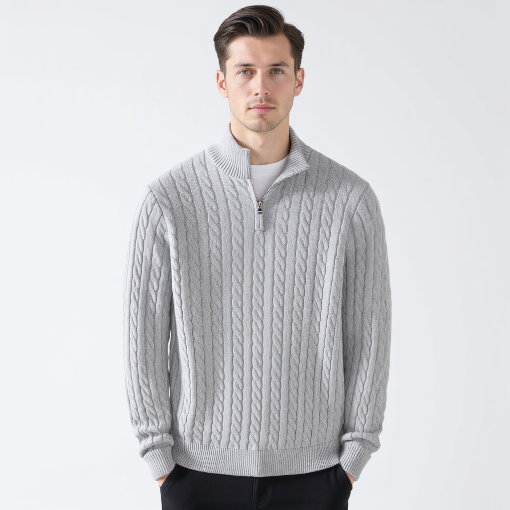 Windsor Cable Knit Half-Zip Sweater – view 4