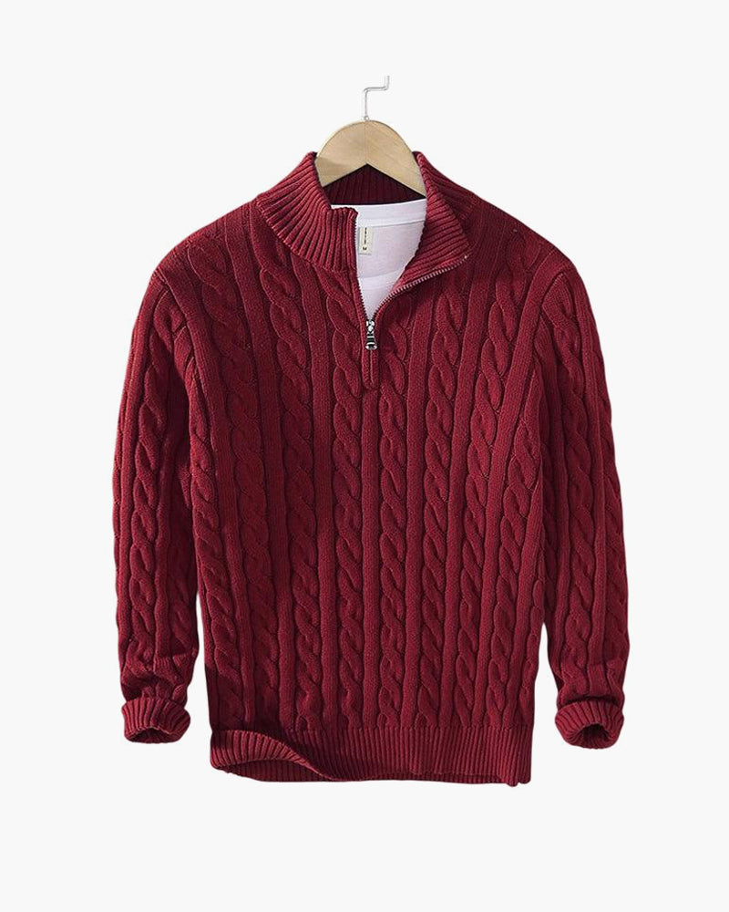 Windsor Cable Knit Half-Zip Sweater – view 7