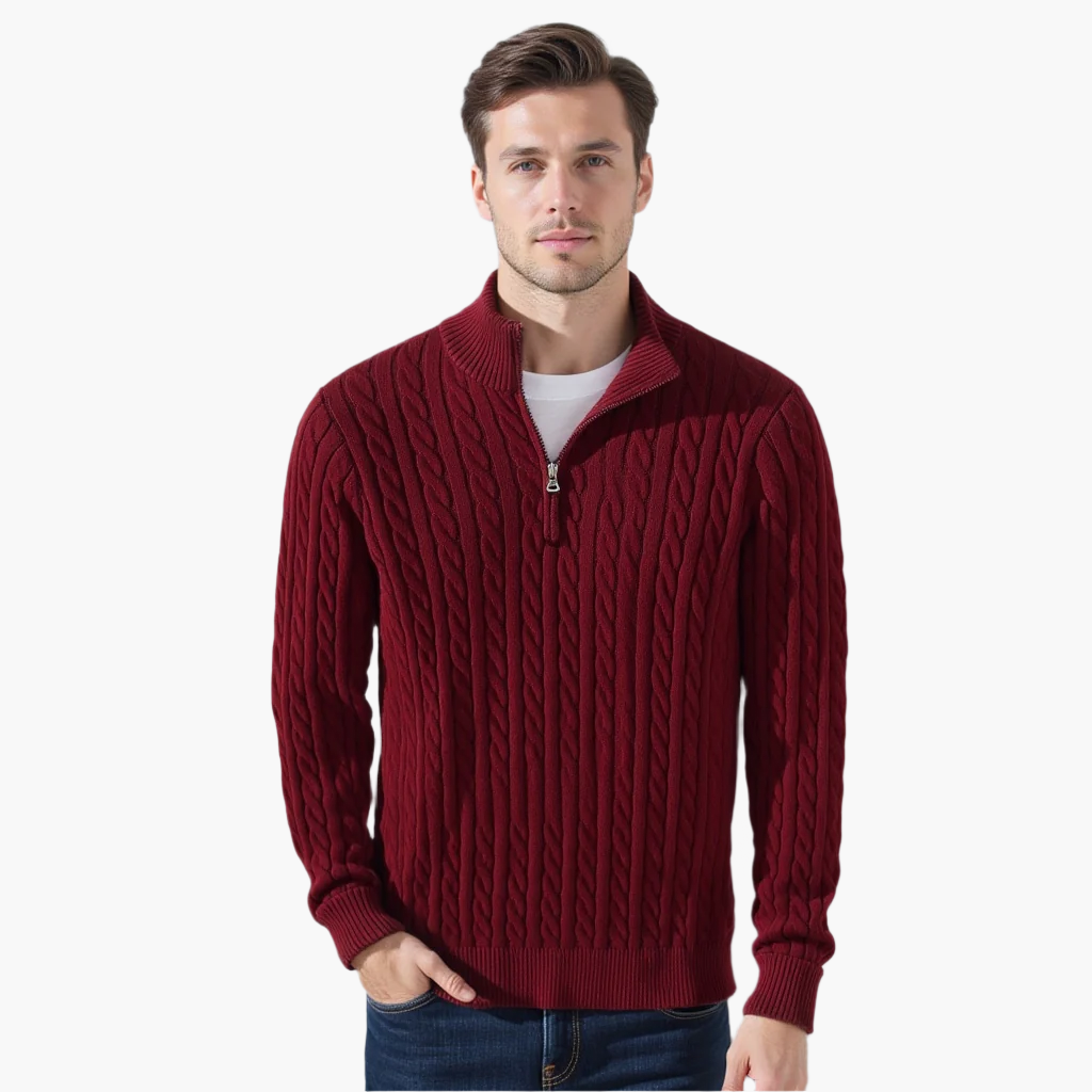 Windsor Cable Knit Half-Zip Sweater – view 8