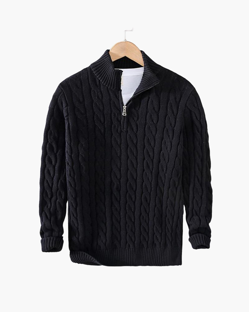 Windsor Cable Knit Half-Zip Sweater – view 9