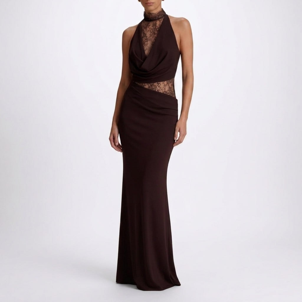 Yvette Lace Halter Maxi Dress – view 2