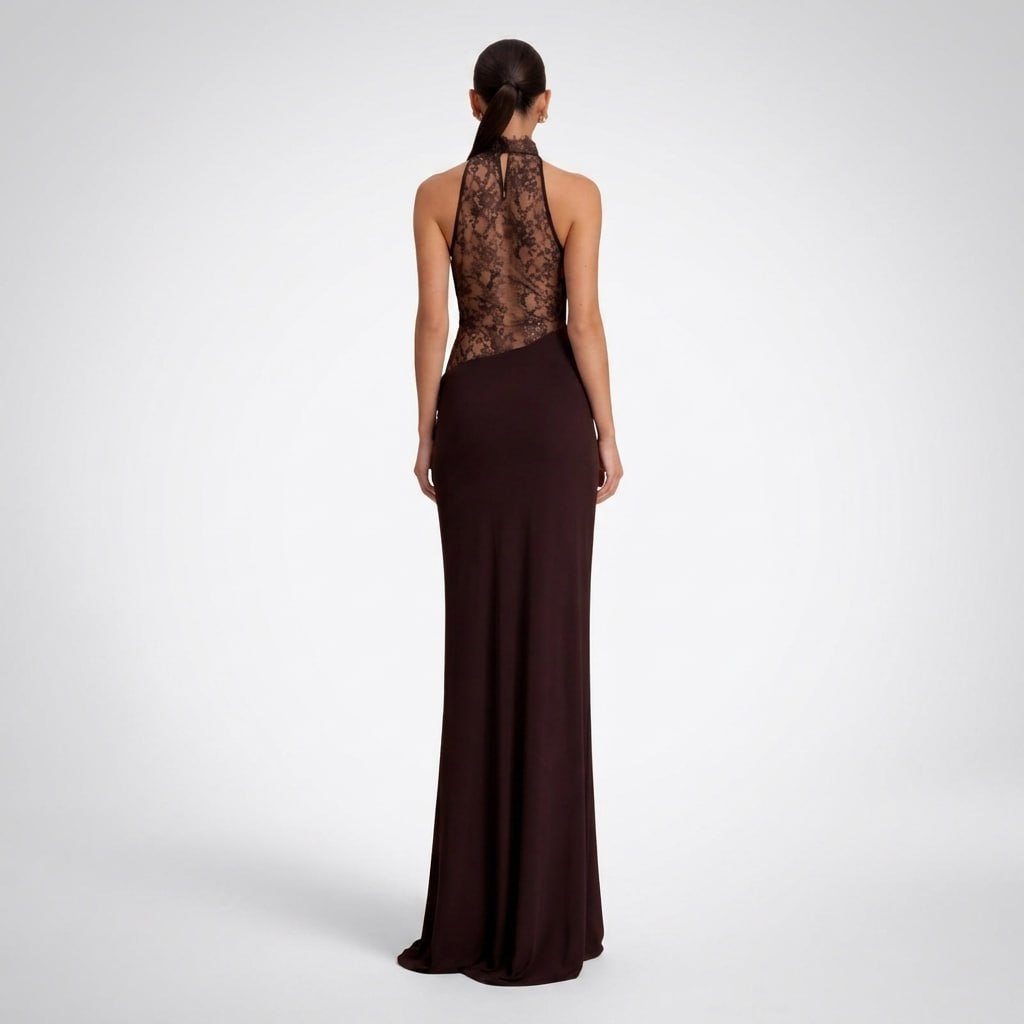 Yvette Lace Halter Maxi Dress – view 3