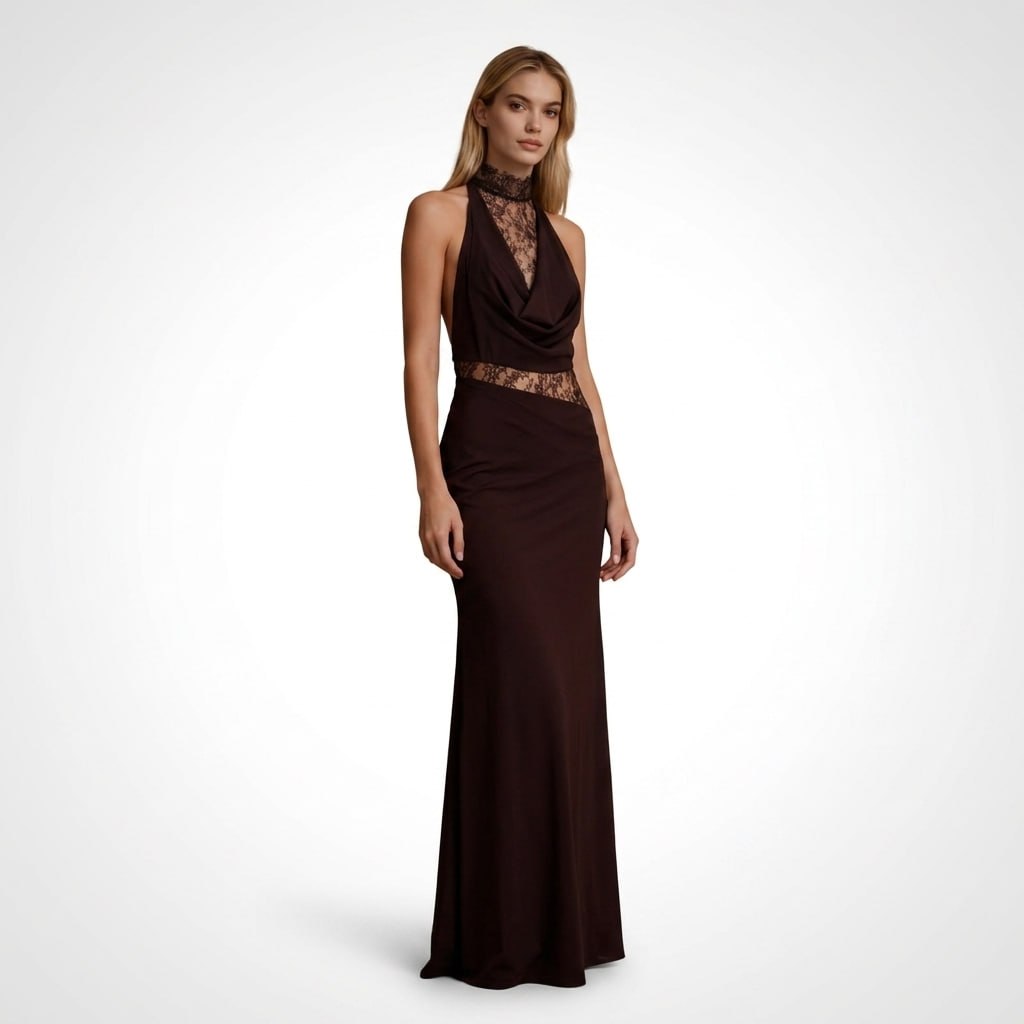 Yvette Lace Halter Maxi Dress – view 4