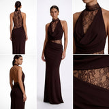 Yvette Lace Halter Maxi Dress – view 6